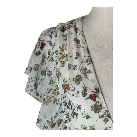 Max Studio Dress Women Large Ivory Floral Fit And Flare Flutter Sleeve NWT Boho - Picture 5 of 14